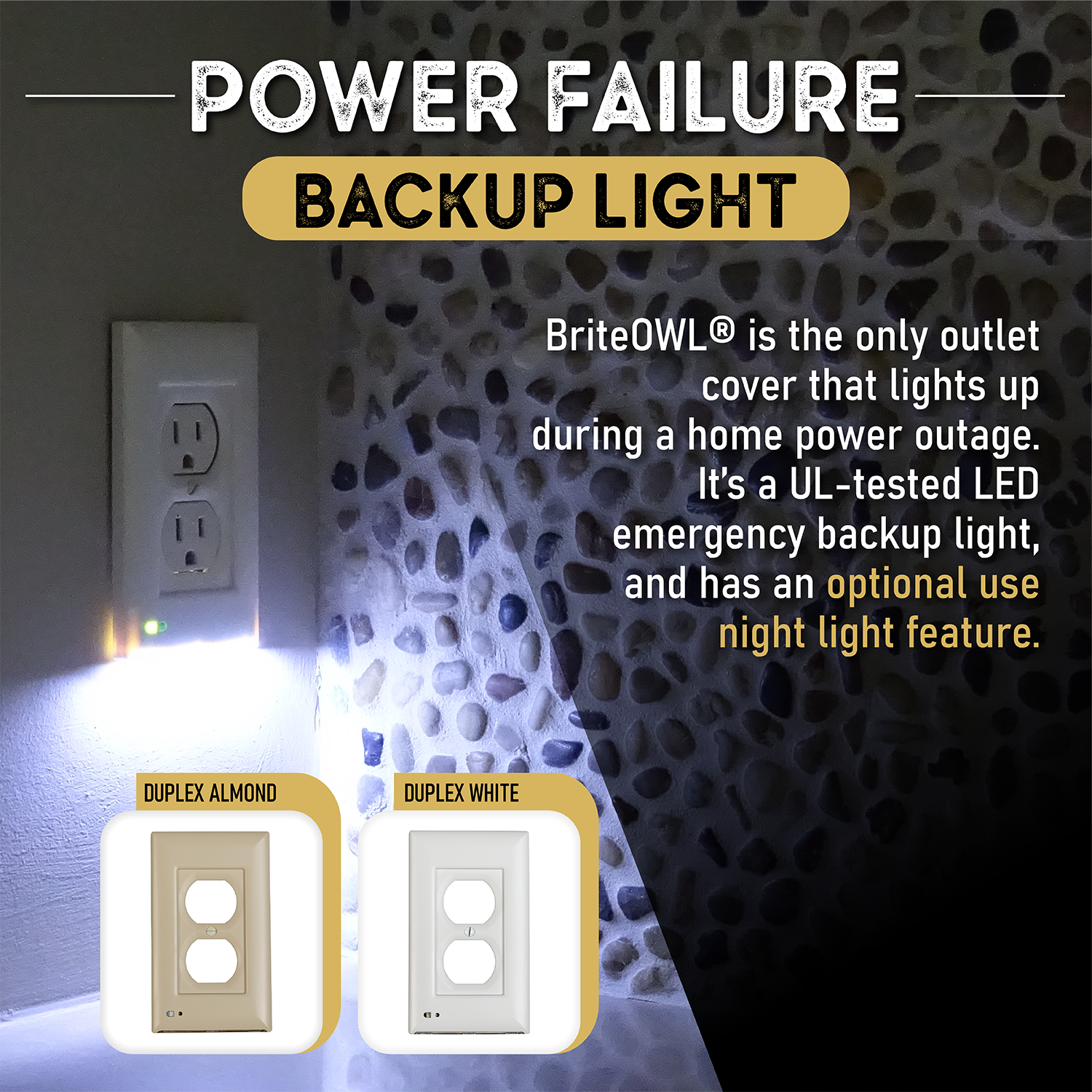 briteOWL White Duplex Lighted Outlet Cover